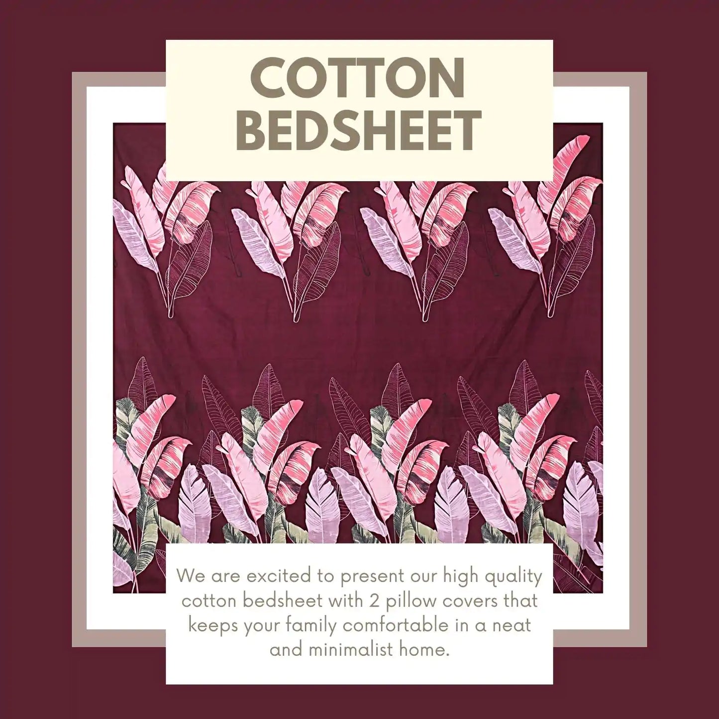 Big Leaves Double Bed Bedsheet