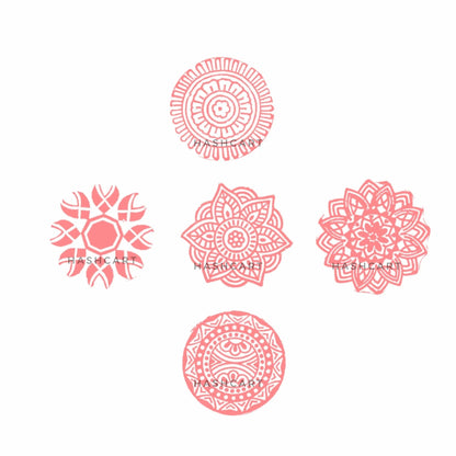 Mandala and Round Wooden Printing Blocks