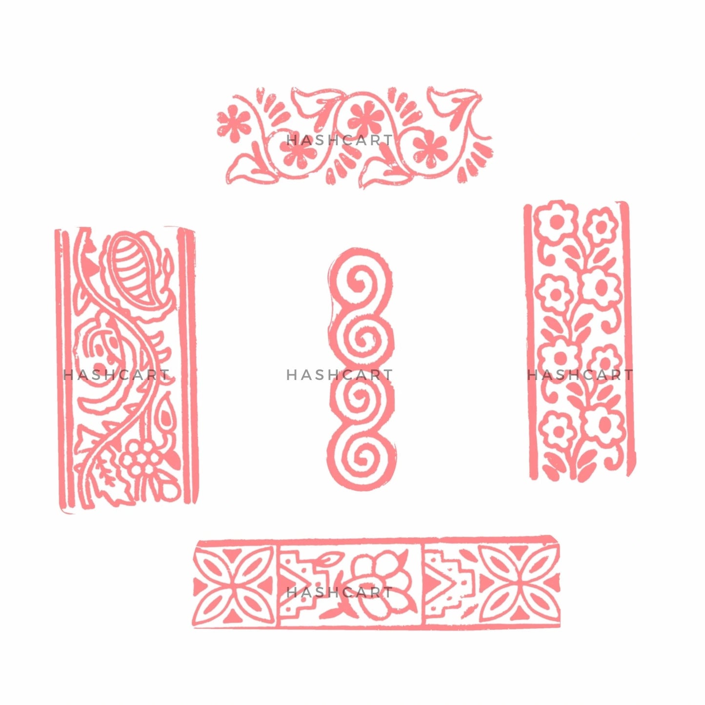 Handmade Wooden Border Shaped Block Printing Stamps