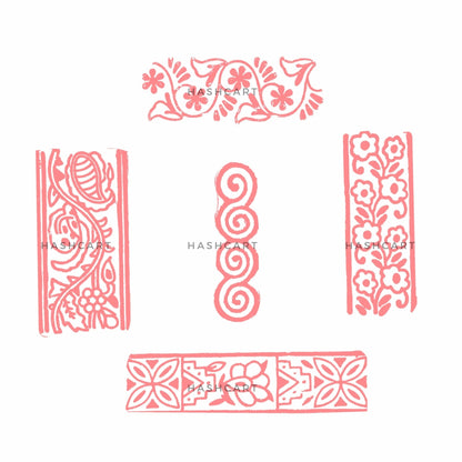 Handmade Wooden Border Shaped Block Printing Stamps