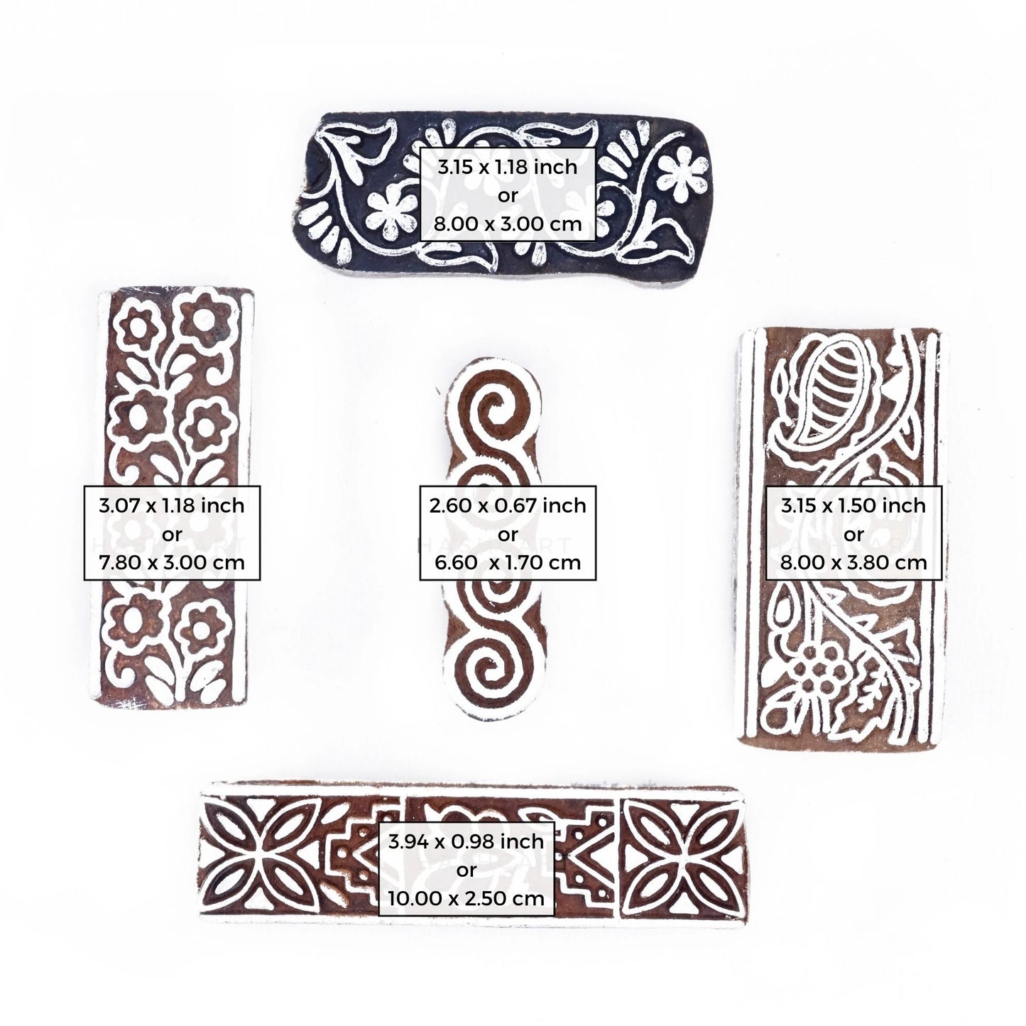 Handmade Wooden Border Shaped Block Printing Stamps