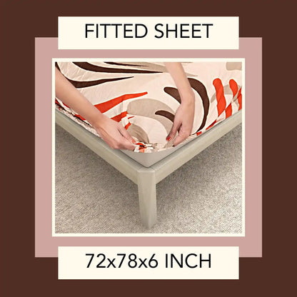 Waves Printed Elastic Double Bed Bedsheet
