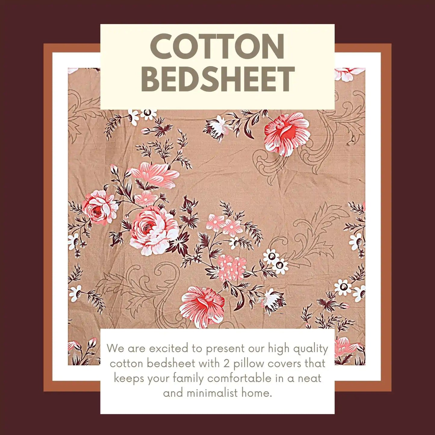 Bouquet Printed Fitted Double Bed Bedsheet