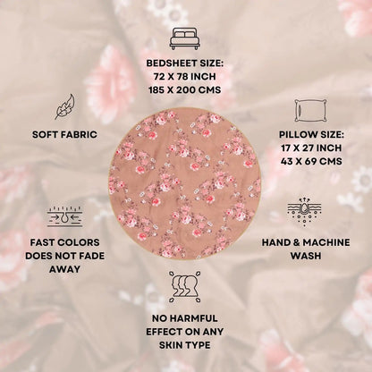 Bouquet Printed Fitted Double Bed Bedsheet