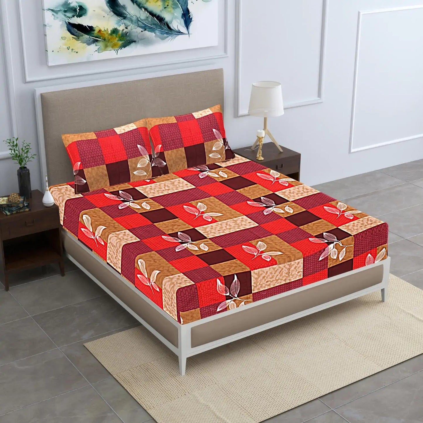 Honeycomb Floral Double Bed Bedsheet
