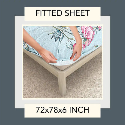 Bright Bloom Fitted Double Bed Bedsheet