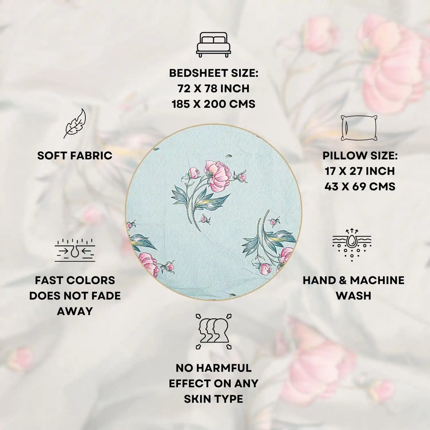 Bright Bloom Fitted Double Bed Bedsheet