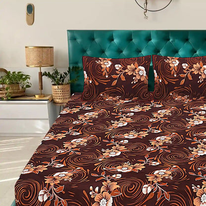 Swirling Flowers Double Bed Bedsheet