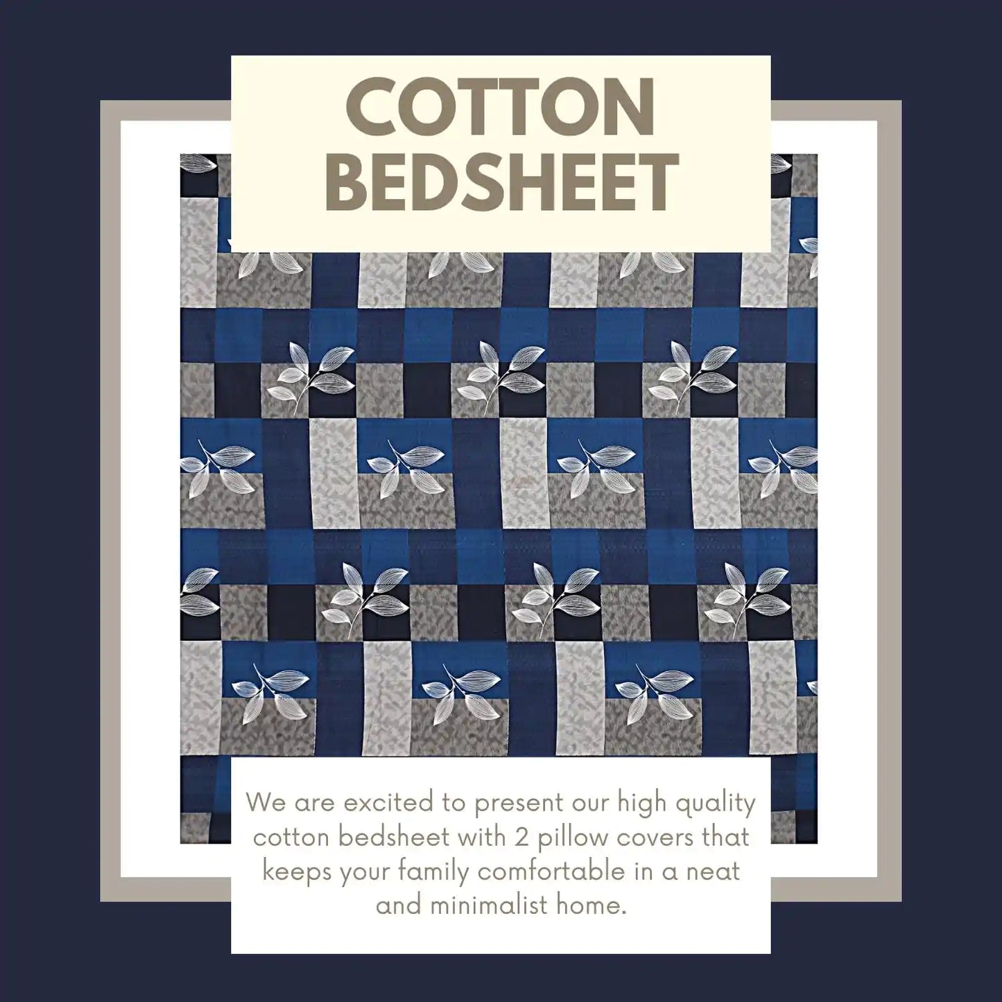 Blue Honeycomb Double Bed Bedsheet
