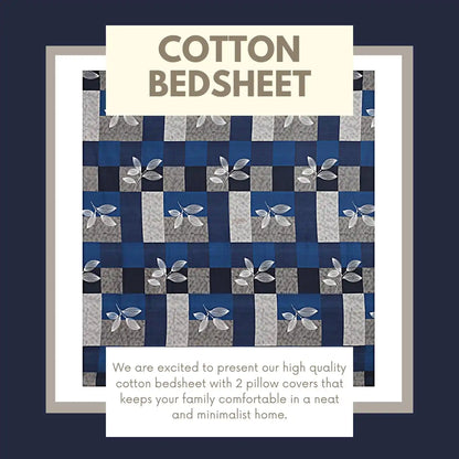 Blue Honeycomb Double Bed Bedsheet