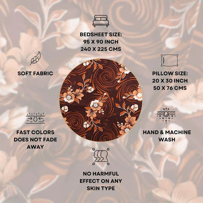 Swirling Flowers Double Bed Bedsheet