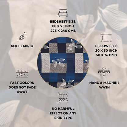 Blue Honeycomb Double Bed Bedsheet