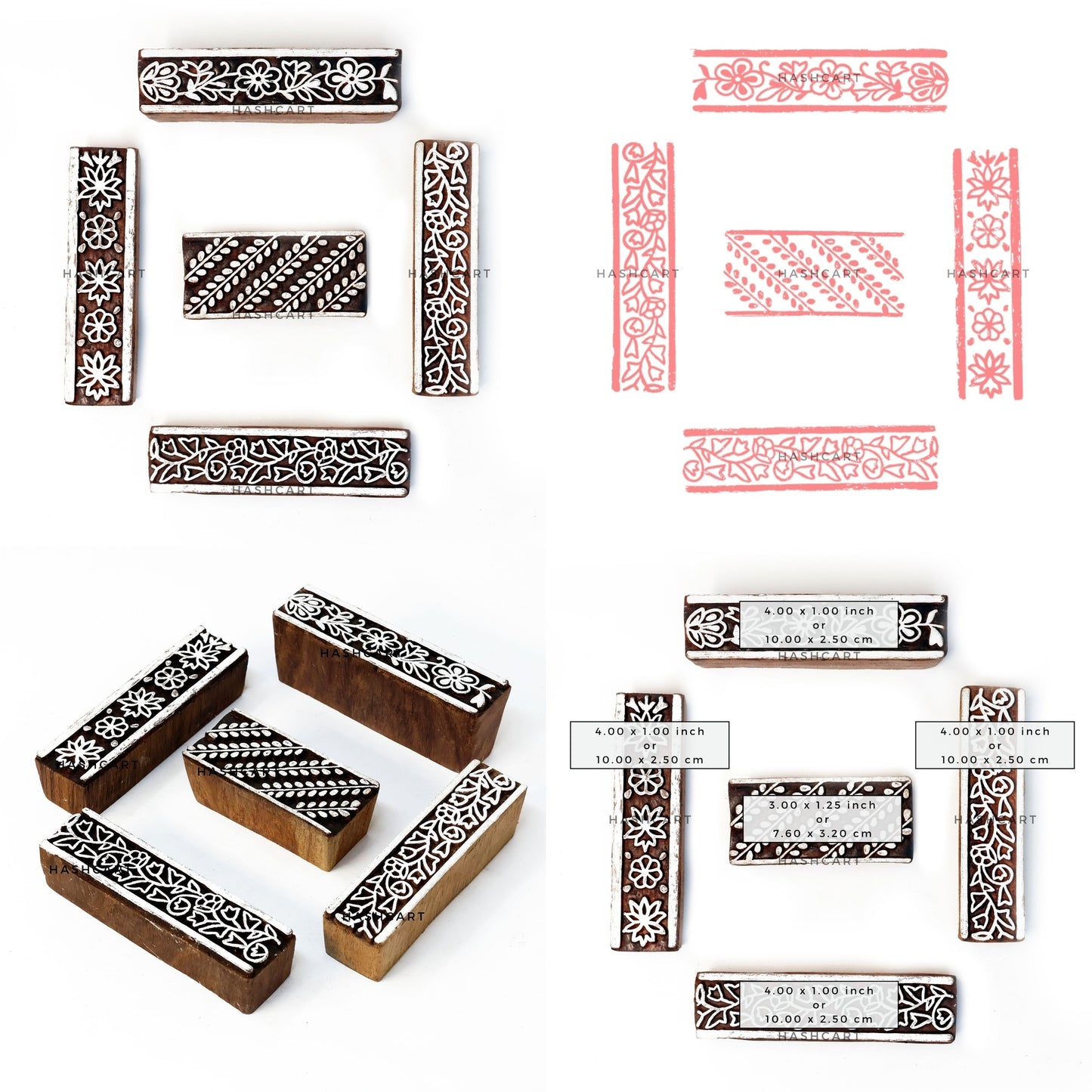 Handcarved Wooden Stamps for Printing Saree Border