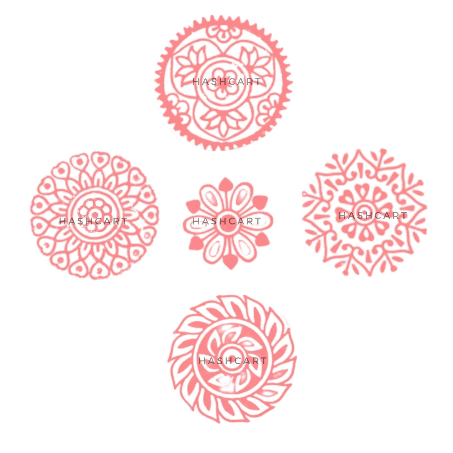 Wooden Handcarved Round Floral Wooden Stamps
