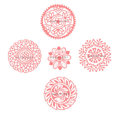 Wooden Handcarved Round Floral Wooden Stamps