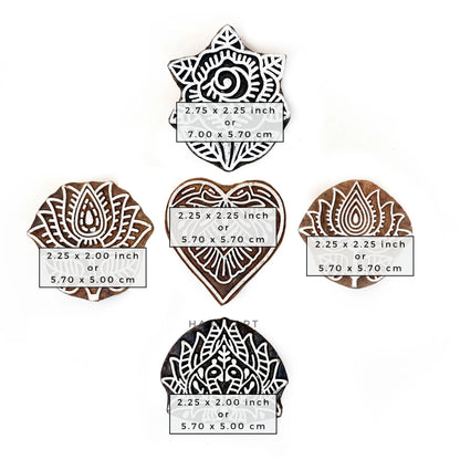 Wooden Lotus & Rose Block Printing Stamps