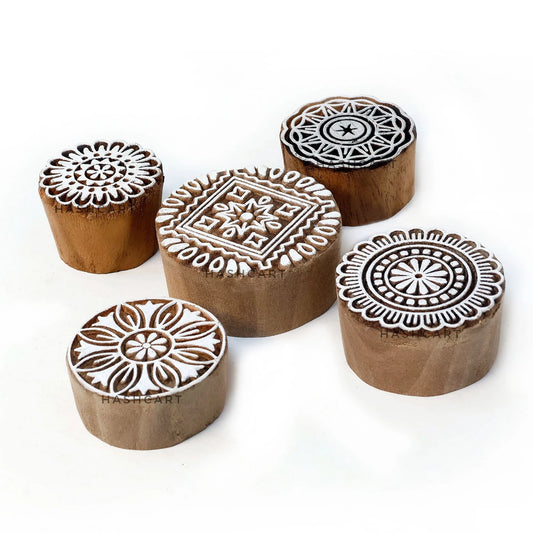 Wooden Mandala Design Round Printing Stamps