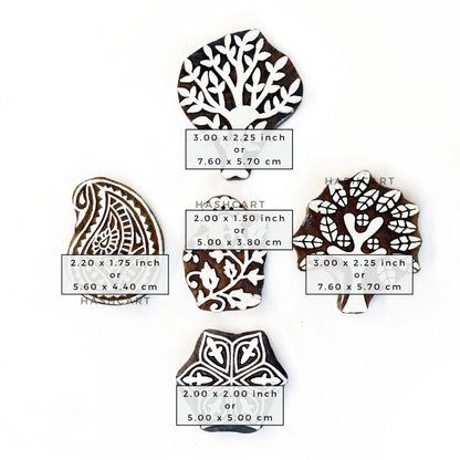 Paisley and Tree Design Wooden Printing Blocks