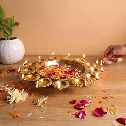Metal Urli with Diyas