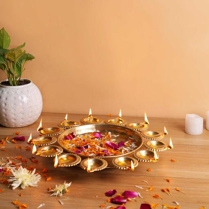 Metal Urli with Diyas
